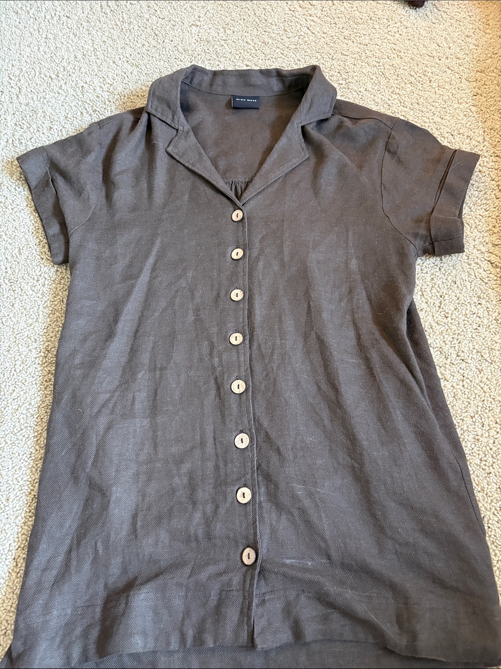 Casual Short-Sleeve Midi Dress in Dark Brown